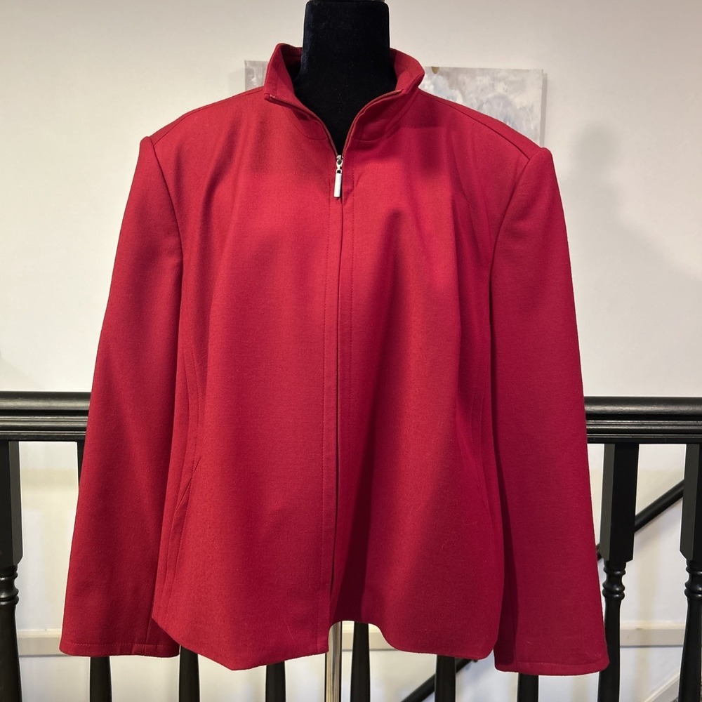 Talbots‎ Zipper size 22 Petite Red Blazer Jacket wool